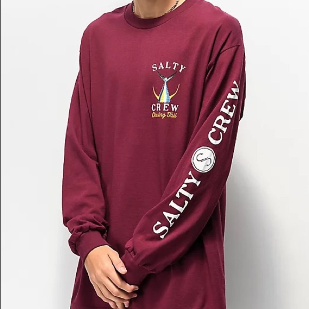Maroon Salty Crew Long Sleeve - Picture 2 of 6